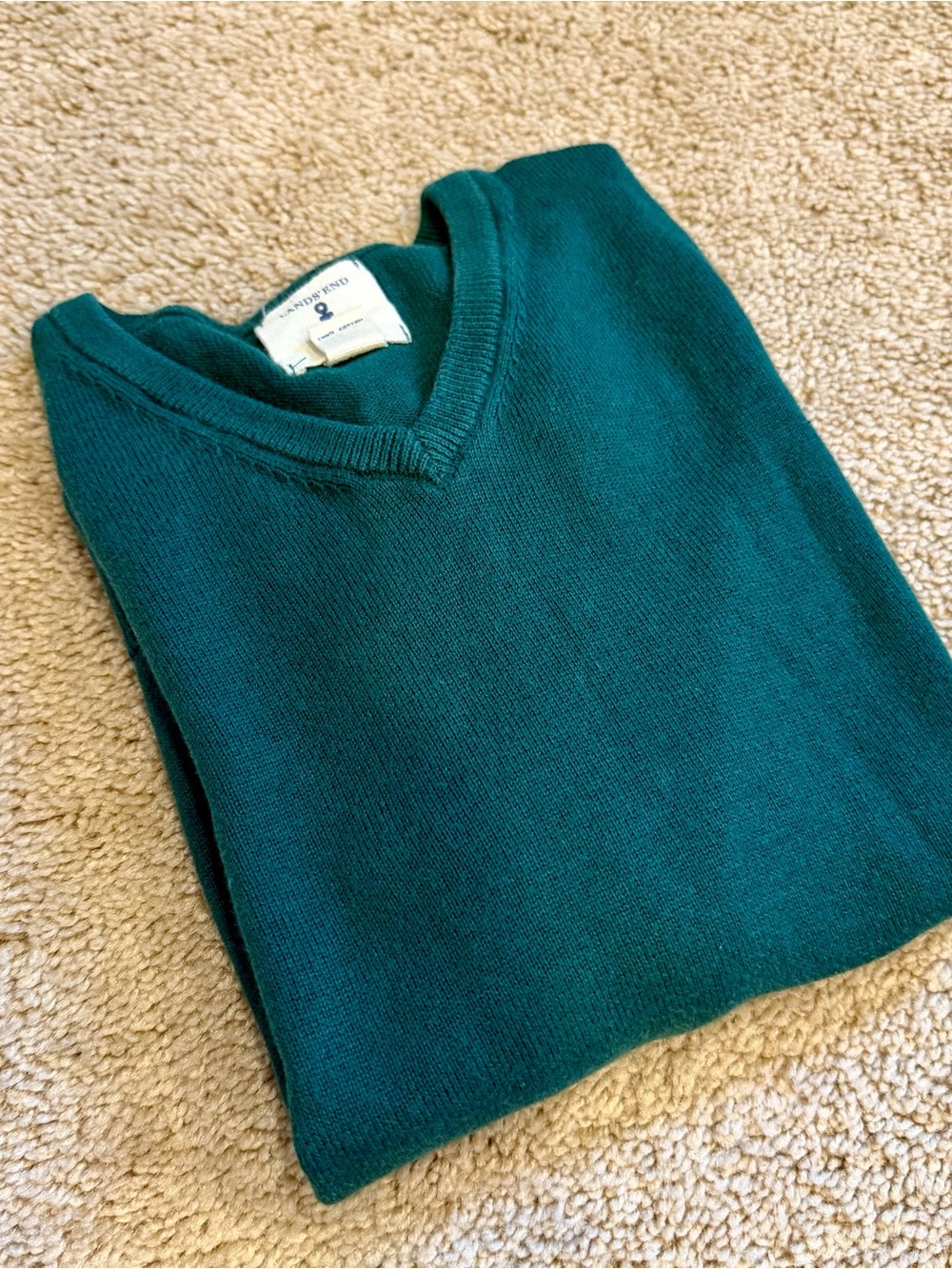 Green V-Neck Boys 5-6 Sweater Land’s End
